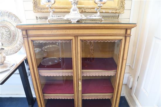 A pair of late Victorian Holland & Sons satinwood dwarf bookcases, W.3ft 3in. D.1ft 4in. H.4ft